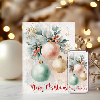 Cartes Pour Fêtes Annuelles Ornements Aquarelle 