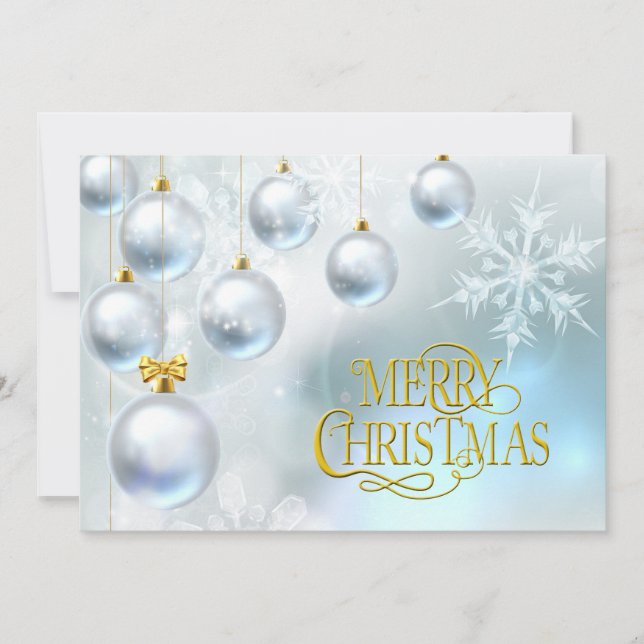 Cartes Pour Fêtes Annuelles Ornements blancs Joyeux Noël - Personnaliser (Devant)