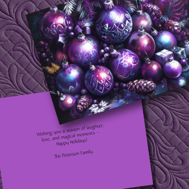 Cartes Pour Fêtes Annuelles Ornements dans les nuances de la calèche violette (Créateur téléchargé)
