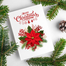 Ornements de baies de Poinsettia Joyeux Noël