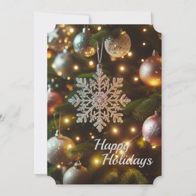 Cartes Pour Fêtes Annuelles Ornements de flocon de neige argentés pour les fêt (Devant)