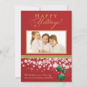 Cartes Pour Fêtes Annuelles Ornements de neige Famille de vacances Photocard (