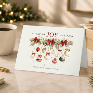 Cartes Pour Fêtes Annuelles Ornements de Noël à l'aquarelle Logo Entreprise Jo