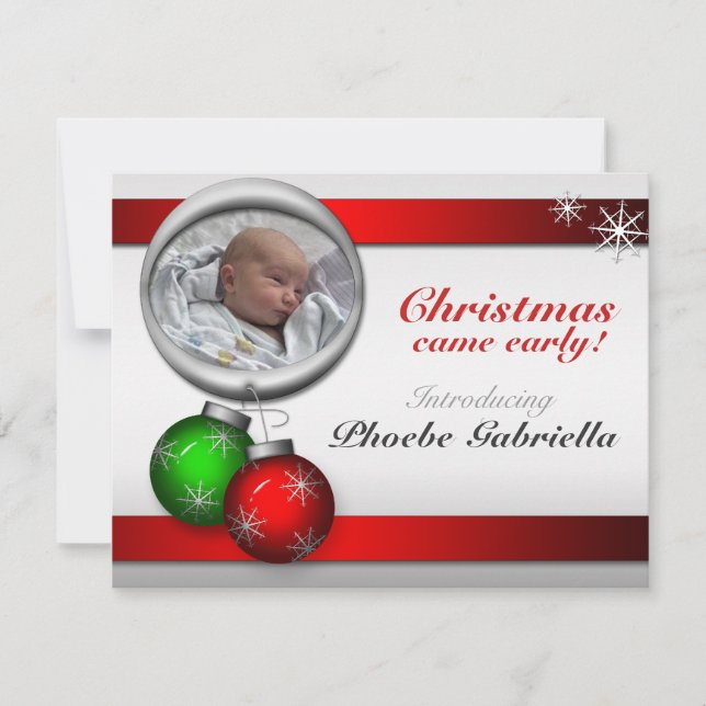 Cartes Pour Fêtes Annuelles Ornements de Noël Annonces de naissance (Devant)