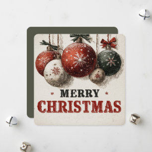 Cartes Pour Fêtes Annuelles Ornements de Noël de style gravure vintage