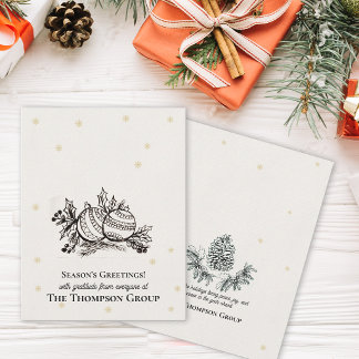 Cartes Pour Fêtes Annuelles Ornements de Noël Élégants Dessinés à la Main Entr