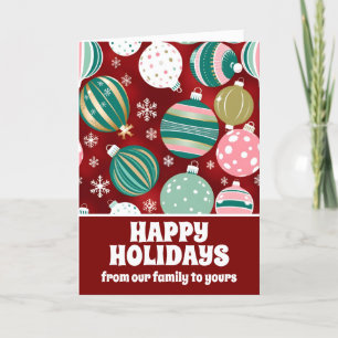 Cartes Pour Fêtes Annuelles Ornements de Noël et flocons de neige Rétro Vintag