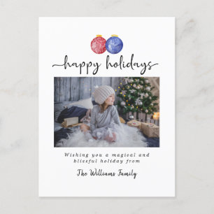 Cartes Pour Fêtes Annuelles Ornements de Noël Joyeux Vacances 1 Photo Élégante