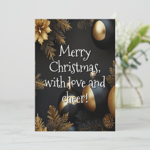 Cartes Pour Fêtes Annuelles Ornements de Noël modernes en noir et or Typograph