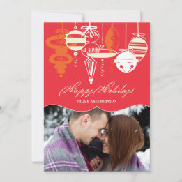 Cartes Pour Fêtes Annuelles Ornements de Noël rétro Chevron Photo de vacances