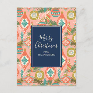Cartes Pour Fêtes Annuelles Ornements de Noël rétro colorés
