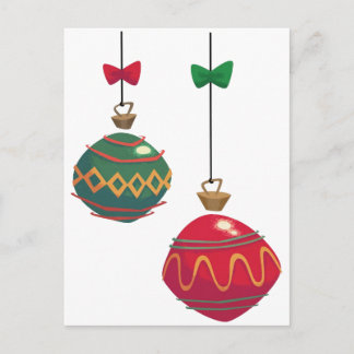 Cartes Pour Fêtes Annuelles Ornements de Noël rétro rouge et vert