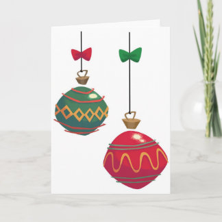 Cartes Pour Fêtes Annuelles Ornements de Noël Rouges et Verts Rétro