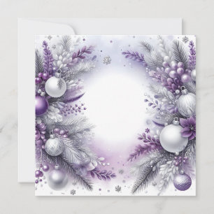 Cartes Pour Fêtes Annuelles Ornements de Noël violet, blanc et argent