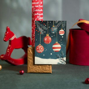 Cartes Pour Fêtes Annuelles Ornements de pendaison rétro Baubles blancs rouges