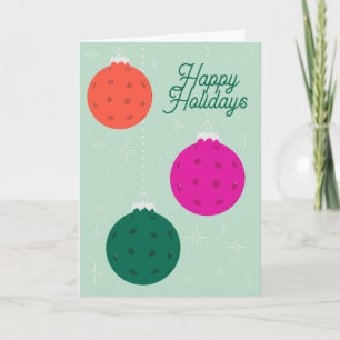 Cartes Pour Fêtes Annuelles Ornements de Pickleball personnalisés Magenta Mint