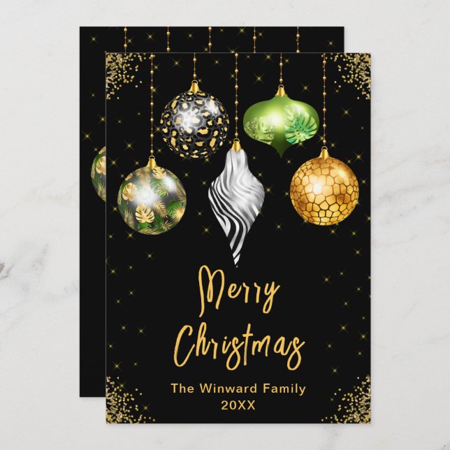 Cartes Pour Fêtes Annuelles Ornements de safari Joyeux Noël (Devant / Derrière)