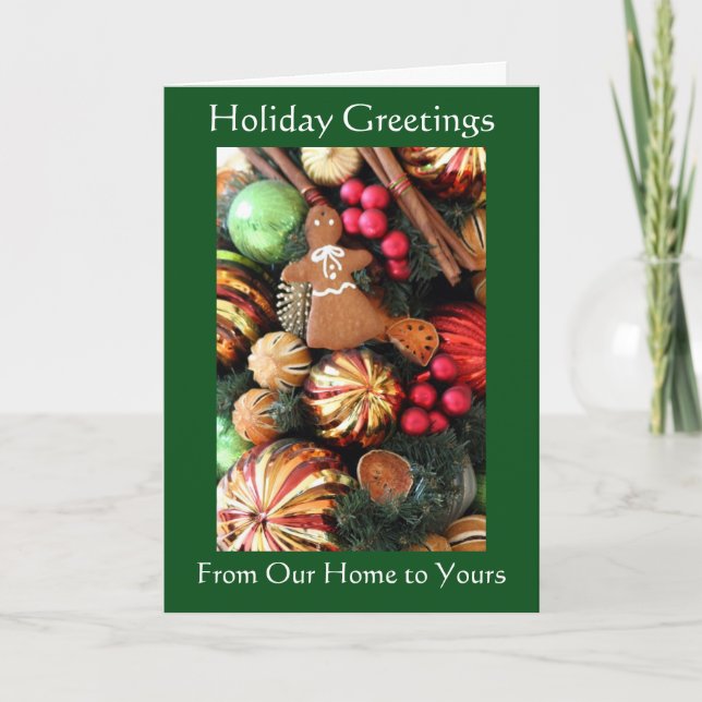 Cartes Pour Fêtes Annuelles Ornements démodés d'arbre de Noël (Devant)