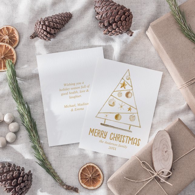 Cartes Pour Fêtes Annuelles Ornements en or Abstrait Arbre Joyeux Noël (Créateur téléchargé)