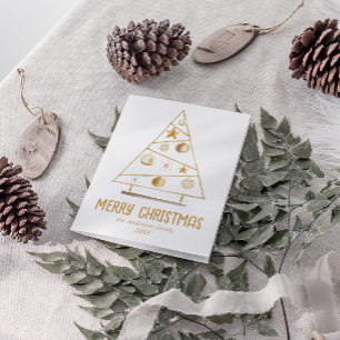 Cartes Pour Fêtes Annuelles Ornements en or Abstrait Arbre Joyeux Noël