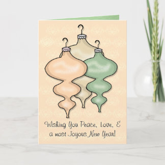 Cartes Pour Fêtes Annuelles Ornements en verre sur Damas de pêche (Personnalis