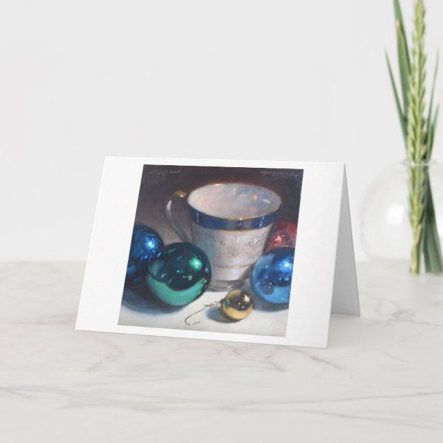 Cartes Pour Fêtes Annuelles "Ornements et tasse de thé " (Devant)