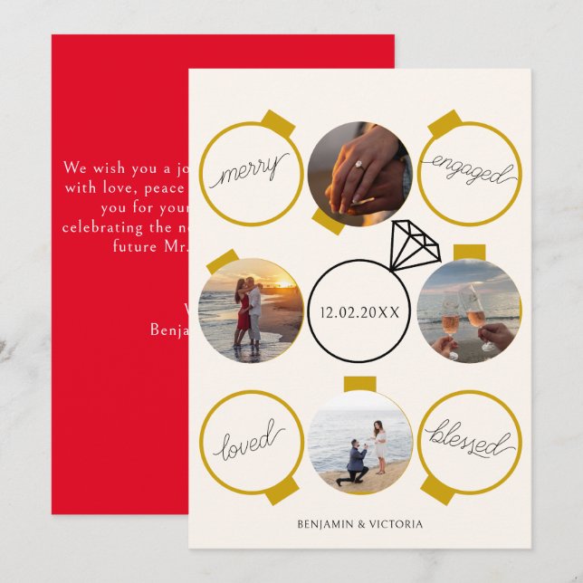 Cartes Pour Fêtes Annuelles Ornements festifs Joyeux et engagés (Devant / Derrière)