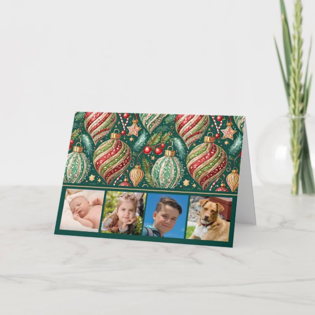 Cartes Pour Fêtes Annuelles Ornements festifs Quatre photos (Devant)