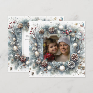 Cartes Pour Fêtes Annuelles Ornements Floraux de Pin Photo Noël