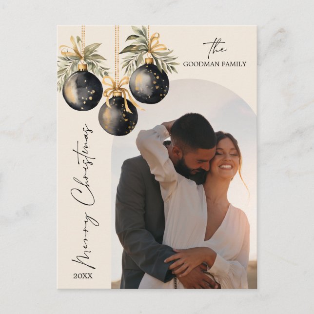 Cartes Pour Fêtes Annuelles Ornements noirs or élégant en forme d'arche pour p (Devant)