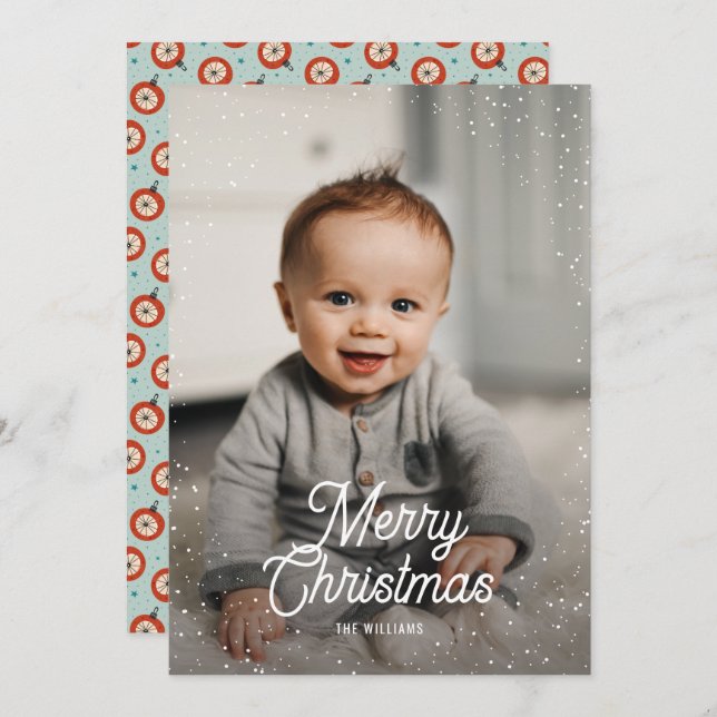 Cartes Pour Fêtes Annuelles Ornements Photo Neige Noël (Devant / Derrière)