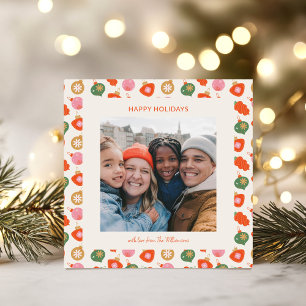Cartes Pour Fêtes Annuelles Ornements Rétro Colorés Noël Photo Carrée