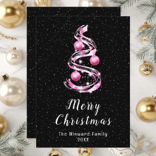 Cartes Pour Fêtes Annuelles Ornements roses et noirs Joyeux Noël
