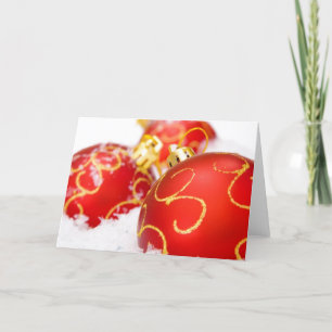 Cartes Pour Fêtes Annuelles Ornements rouges d'arbre de Noël