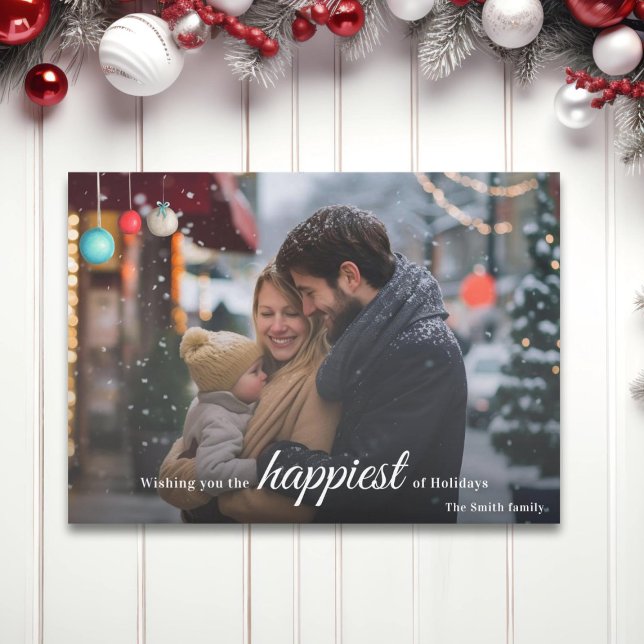 Cartes Pour Fêtes Annuelles Ornements simples Joyeuses Fêtes Photo Noël (Créateur téléchargé)