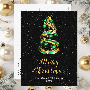 Cartes Pour Fêtes Annuelles Ornements Verts et Dorés Joyeux Noël