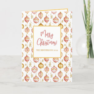 Cartes Pour Fêtes Annuelles Ornements Vintages en or rose Noël