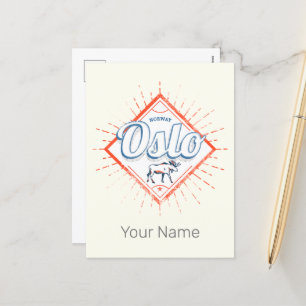 Cartes Pour Fêtes Annuelles Oslo Capital Norvège Retro Moose Souvenir Vintage
