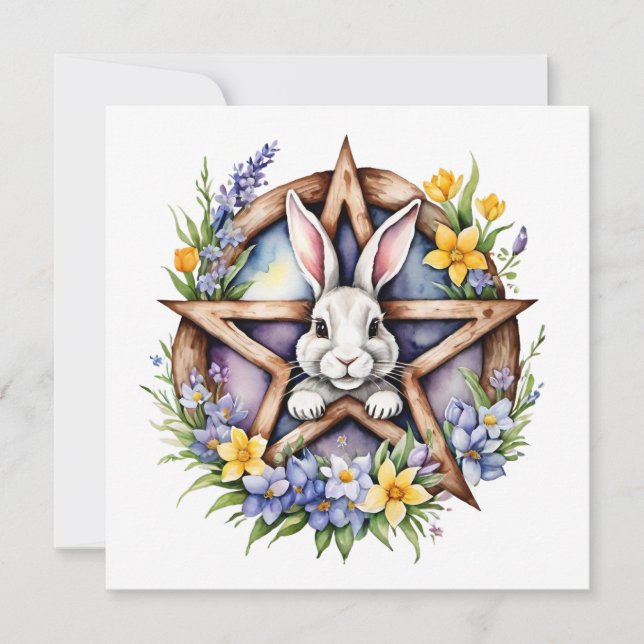 Cartes Pour Fêtes Annuelles Ostara Bunny Spring Equinox Eostre Wicca (Devant)