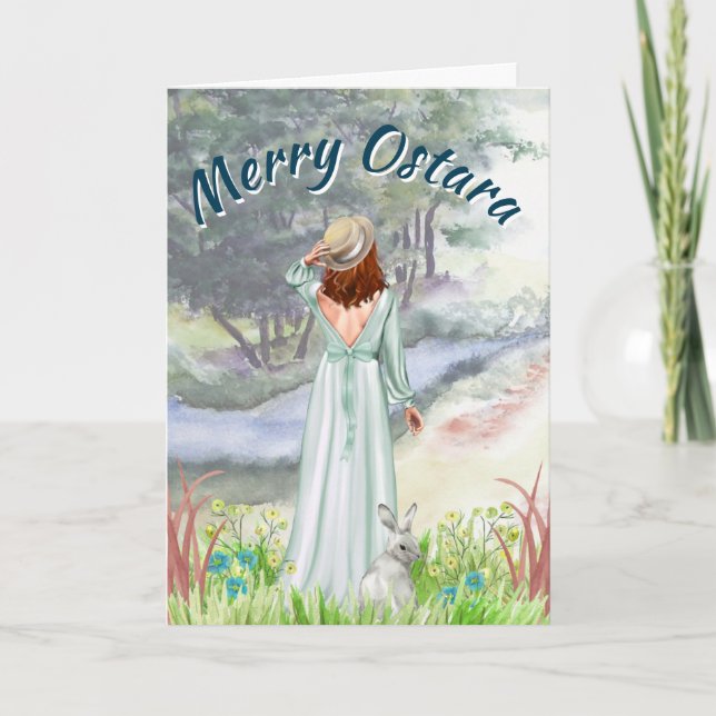 Cartes Pour Fêtes Annuelles Ostara Spring Equinox Maiden & Bunny (Devant)