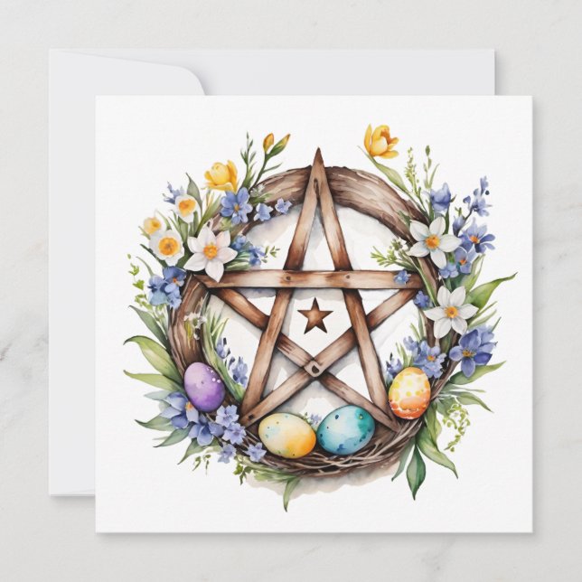 Cartes Pour Fêtes Annuelles Ostara Star Pentacle Spring Equinox Eostre Wicca (Devant)