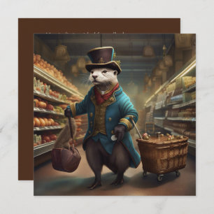 Cartes Pour Fêtes Annuelles Otter costumé au supermarché SqGC