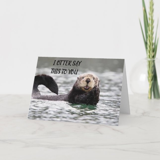 CARTES POUR FÊTES ANNUELLES OTTER DEVRAIT DIRE ***JE T'AIME*** À NOËL (Devant)