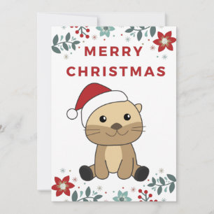 Cartes Pour Fêtes Annuelles Otter Noël Neige hiver Animaux Otter Holiday