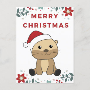 Cartes Pour Fêtes Annuelles Otter Noël Neige hiver Animaux Otter Holiday