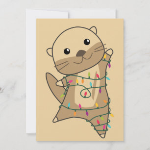 Cartes Pour Fêtes Annuelles Otter Noël Neige Hiver Animaux Otter Vacances 