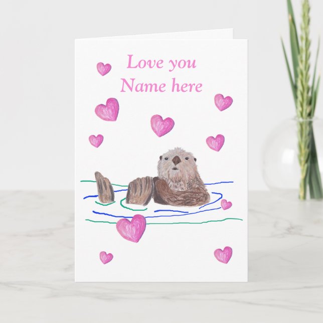 Cartes Pour Fêtes Annuelles Otter Valentine (Devant)