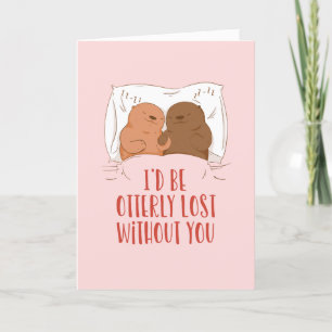 Cartes Pour Fêtes Annuelles Otterly Lost Cute Otter Pun Drôle Saint Valentin