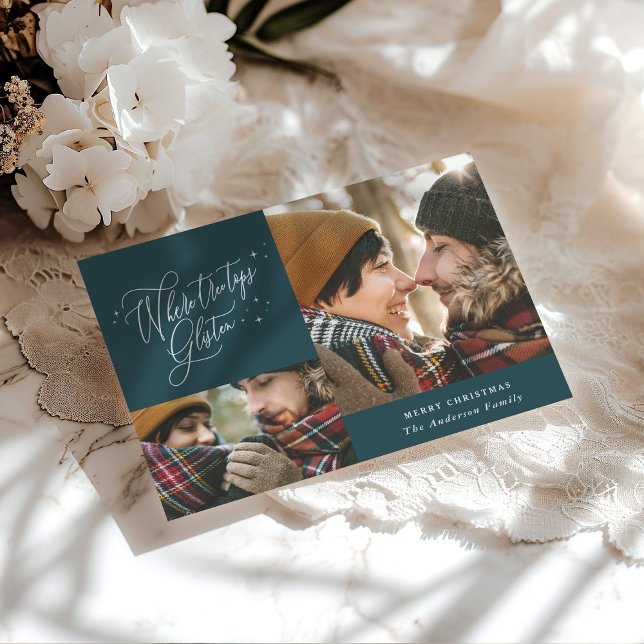 Cartes Pour Fêtes Annuelles Où les cimes d'arbres glissent multi photo Noël (Créateur téléchargé)