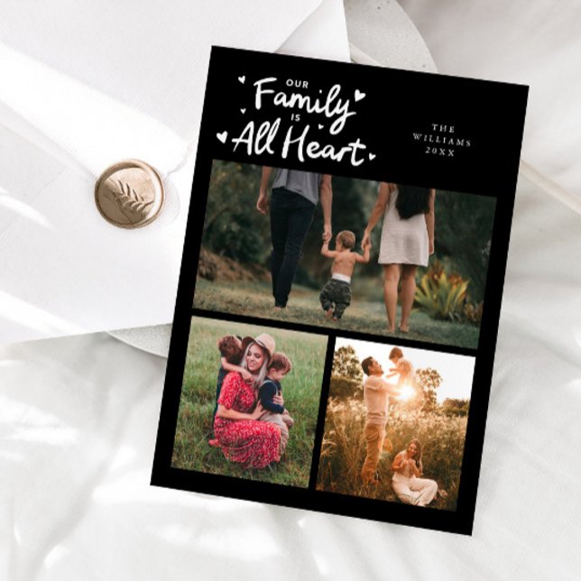 Cartes Pour Fêtes Annuelles Our Family Is All Heart Black Valentines Day Photo (Créateur téléchargé)